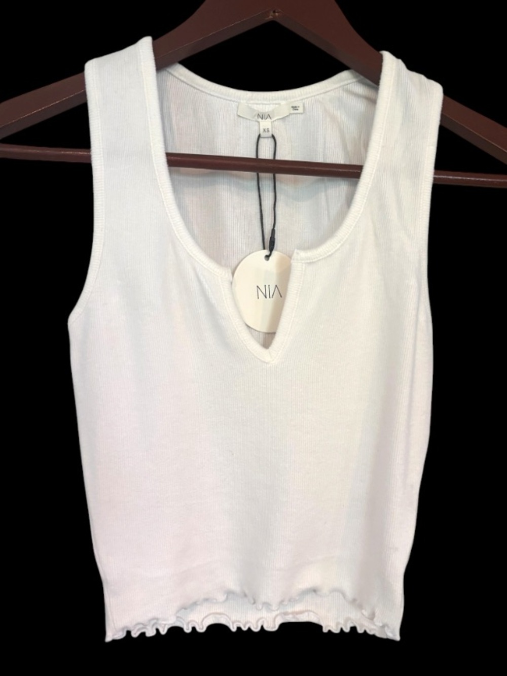 NIA White Ribbed Tank Top NWT